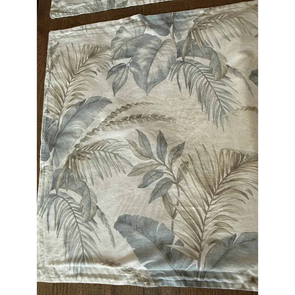 Tommy Bahama Home Tropical Palm Leaf Standard Pillow Shams Set of 2 Coastal Blue